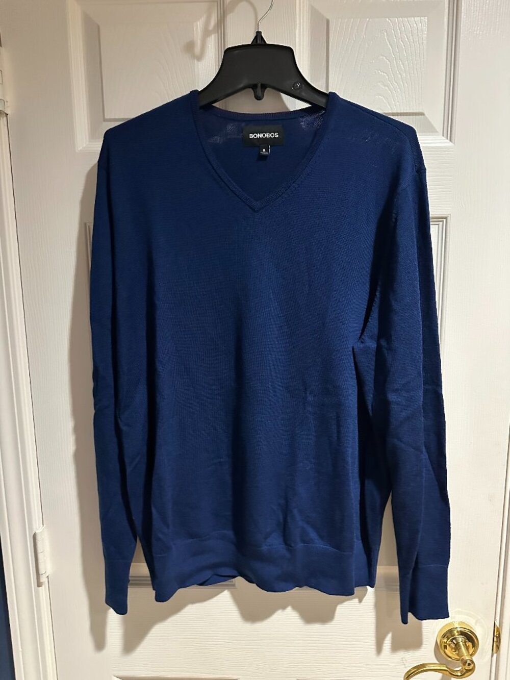 Bonobos Washable Merino V-Neck Sweater – Men’s XL – Navy Blue – 100% Merino Wool